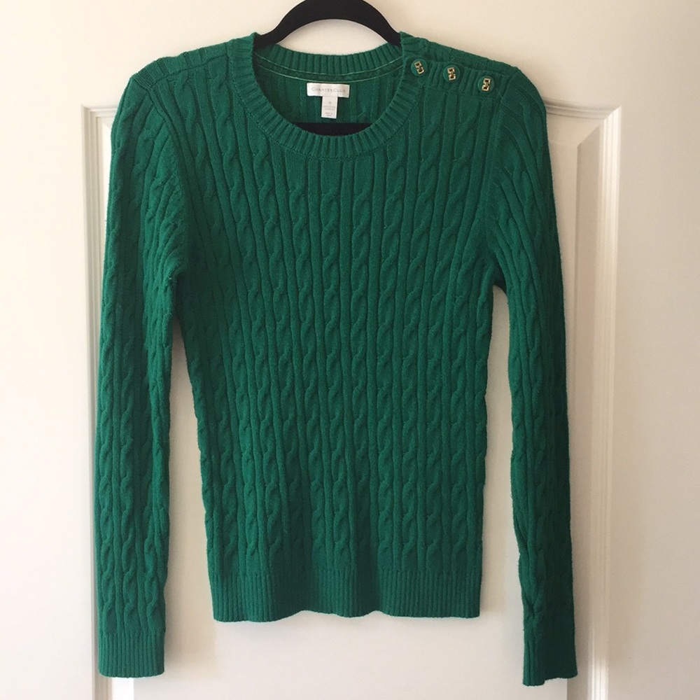 Emerald Green Charter Club Sweater Size M. GUC